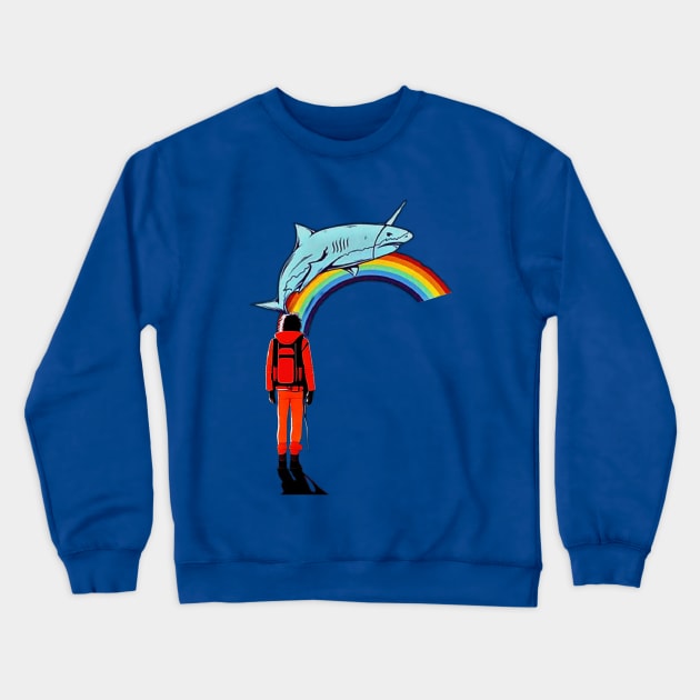 hitchhikers guide : rainbow and big fish design Crewneck Sweatshirt by hot_issue